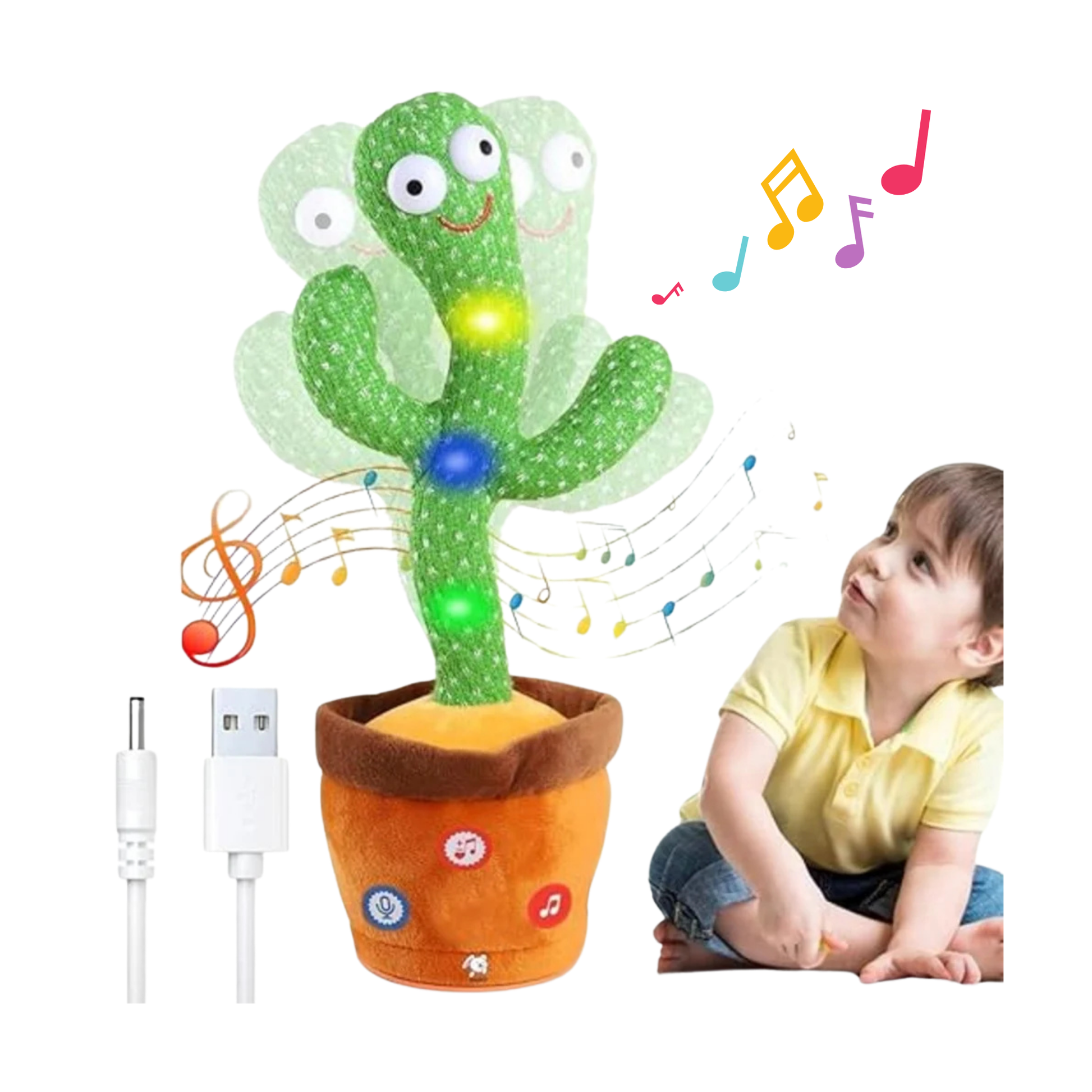 Dancing Cactus Toy for Kids | Talking, Singing & LED Light-Up Plush Toy