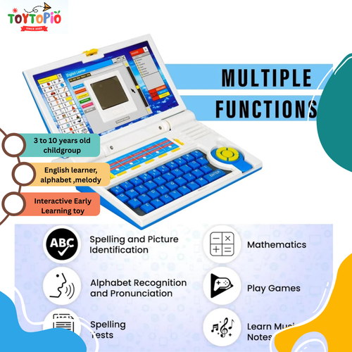 Big Size Kids Laptop Toy with Music, Learning Games & LED Display