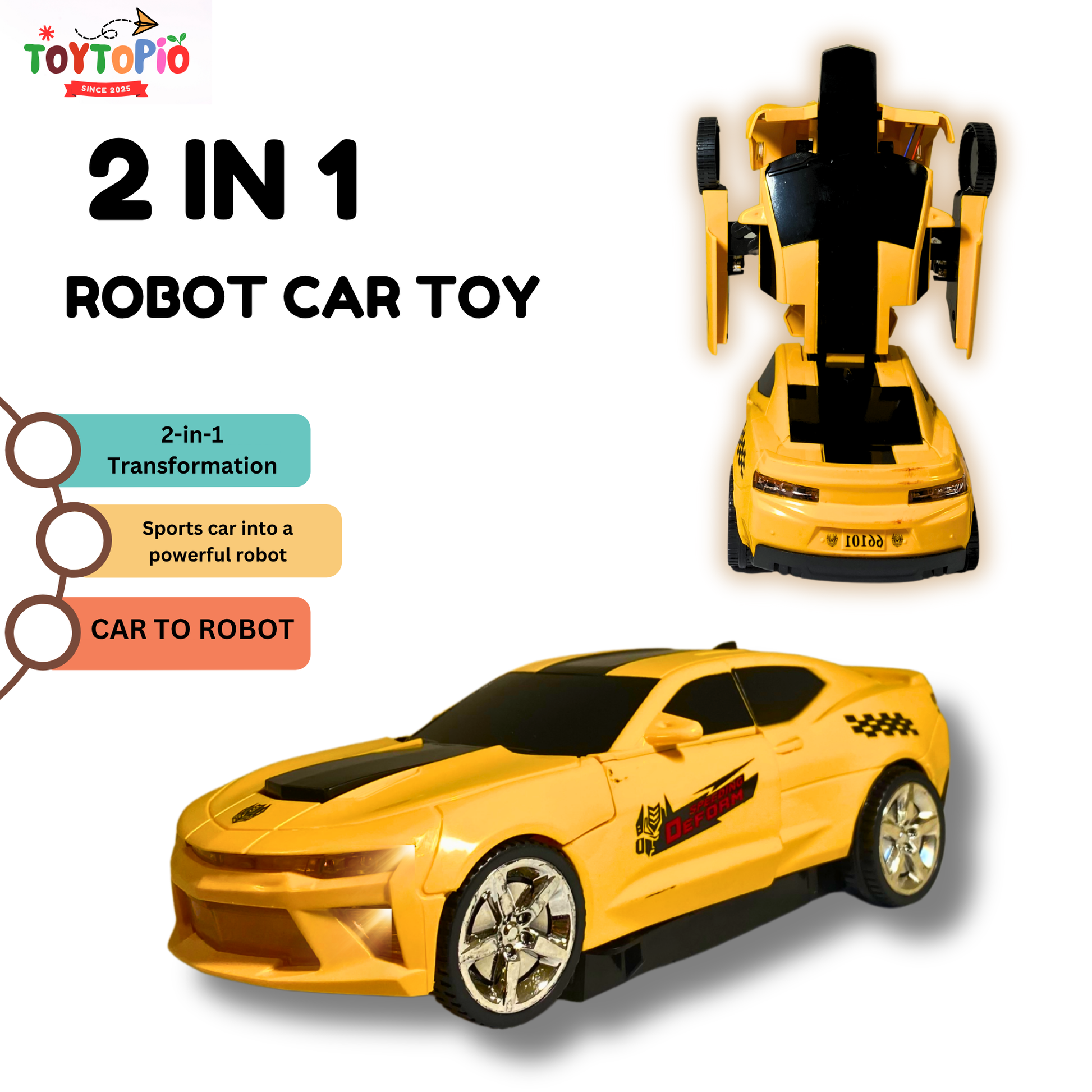Transforming Robot Car Toy for Kids | 2-in-1 Auto Transform & Light Sound