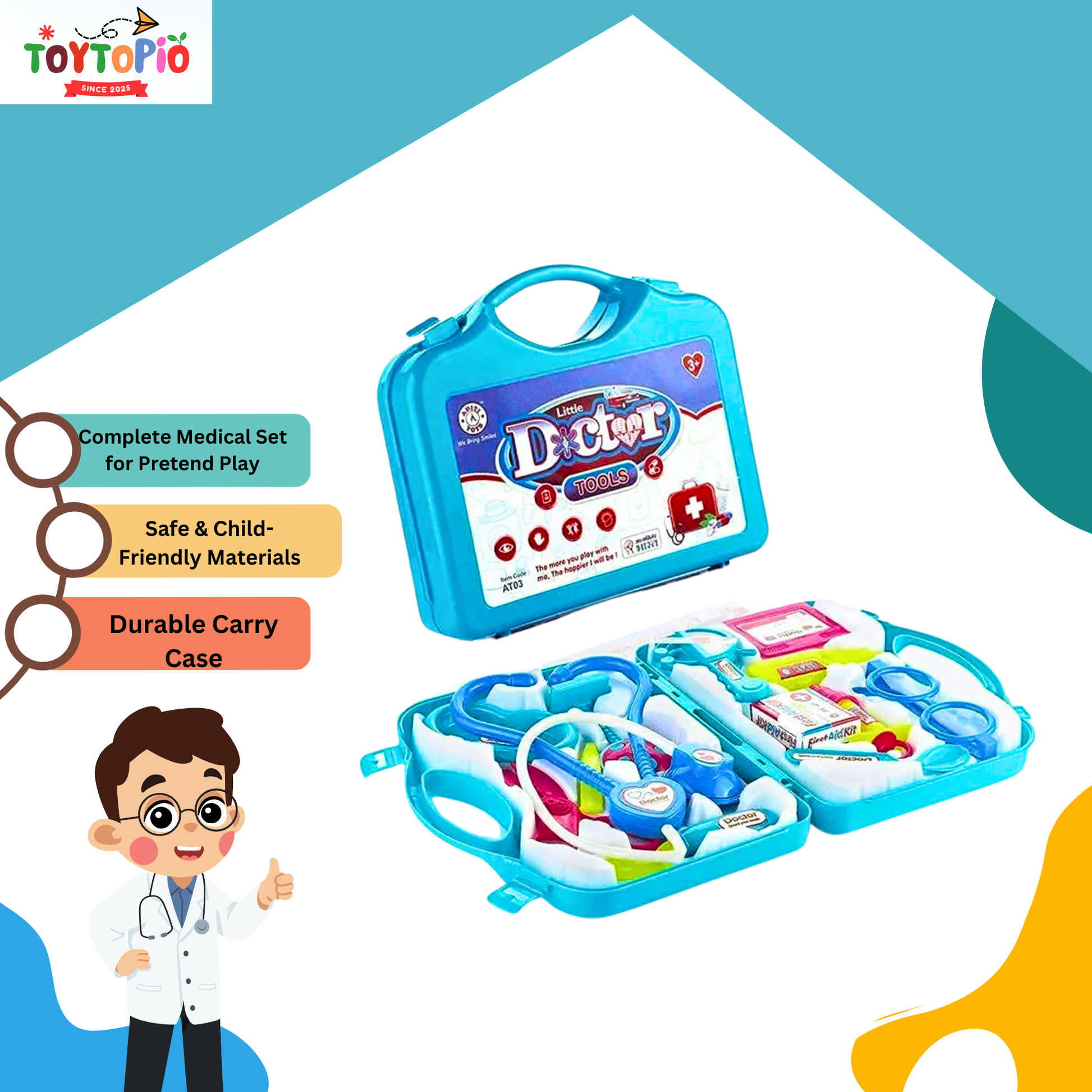 Doctor Set for Kids | Medical Playset with Stethoscope, Tools & Carry Case