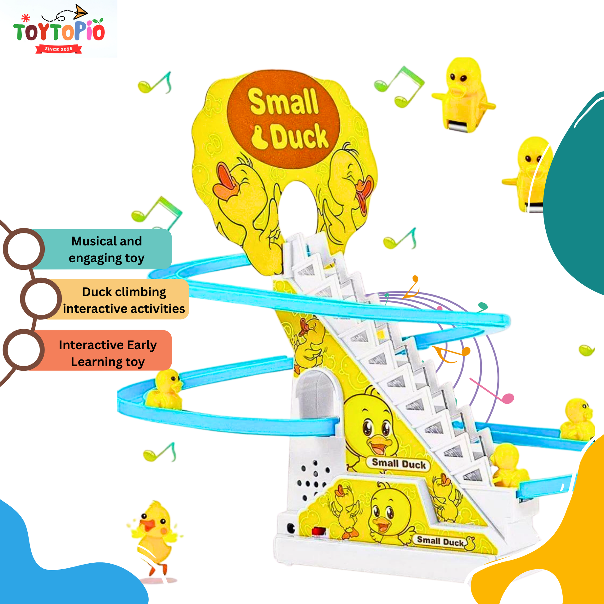 Duck Track Toy for Kids | Climbing Stairs, Lights & Music Slide Game