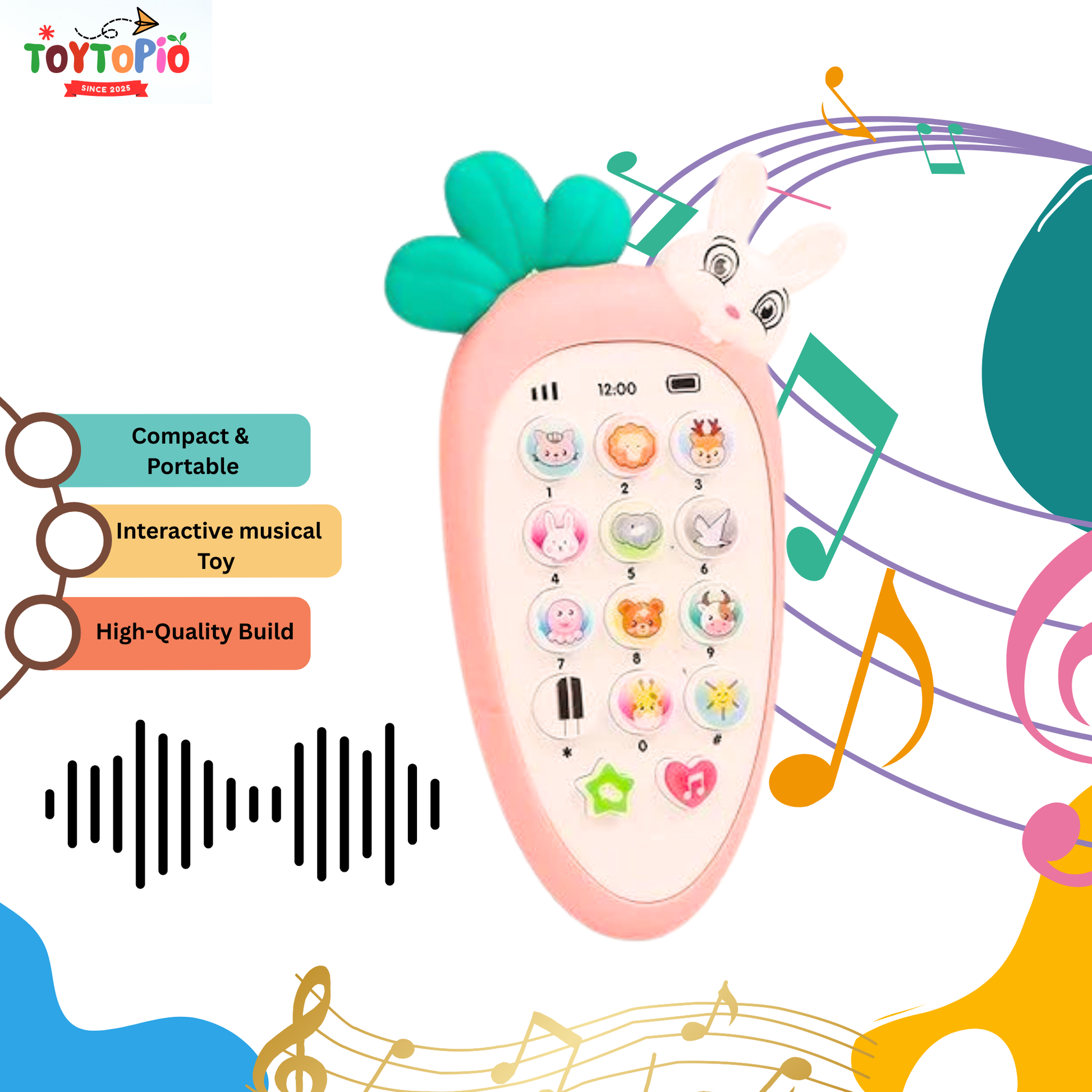 Musical Rabbit Phone Toy for Kids | Light & Sound Baby Learning Toy