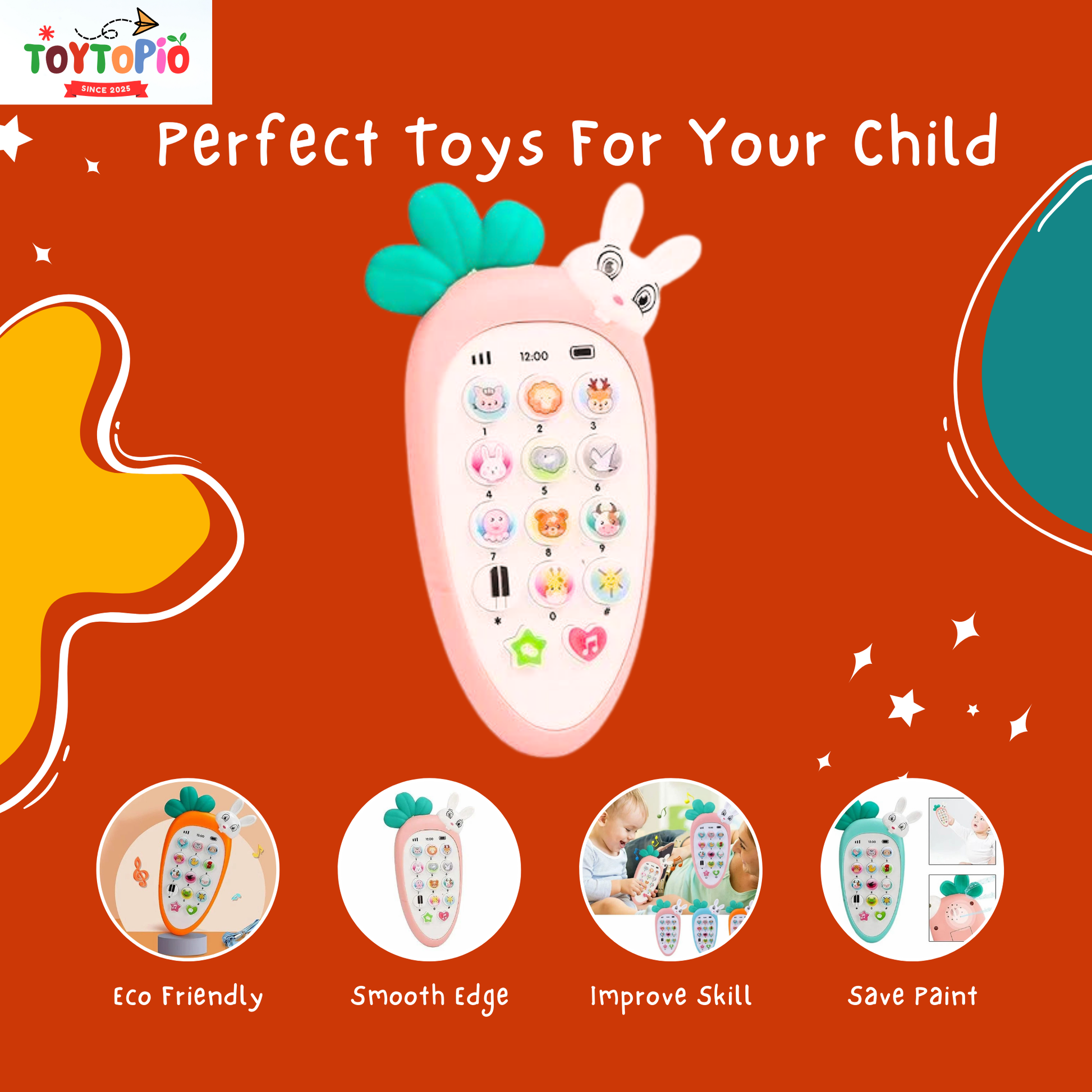 Musical Rabbit Phone Toy for Kids | Light & Sound Baby Learning Toy