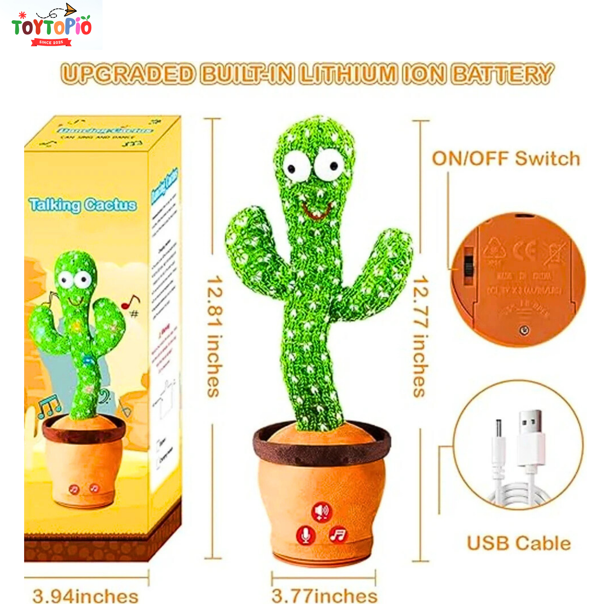 Dancing Cactus Toy for Kids | Talking, Singing & LED Light-Up Plush Toy