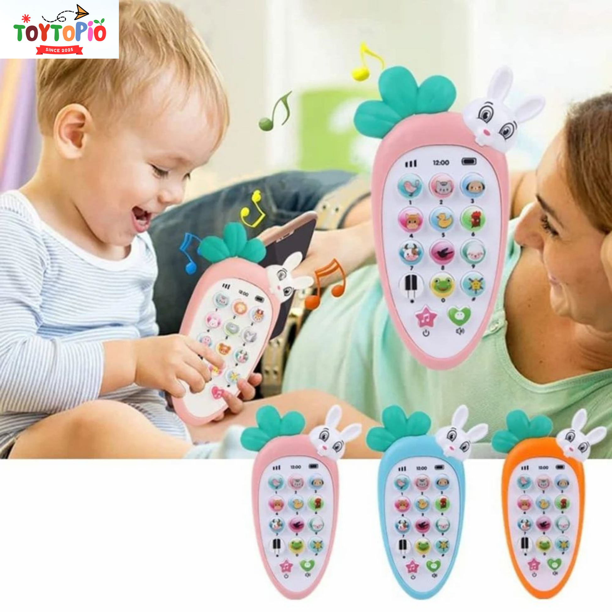 Musical Rabbit Phone Toy for Kids | Light & Sound Baby Learning Toy