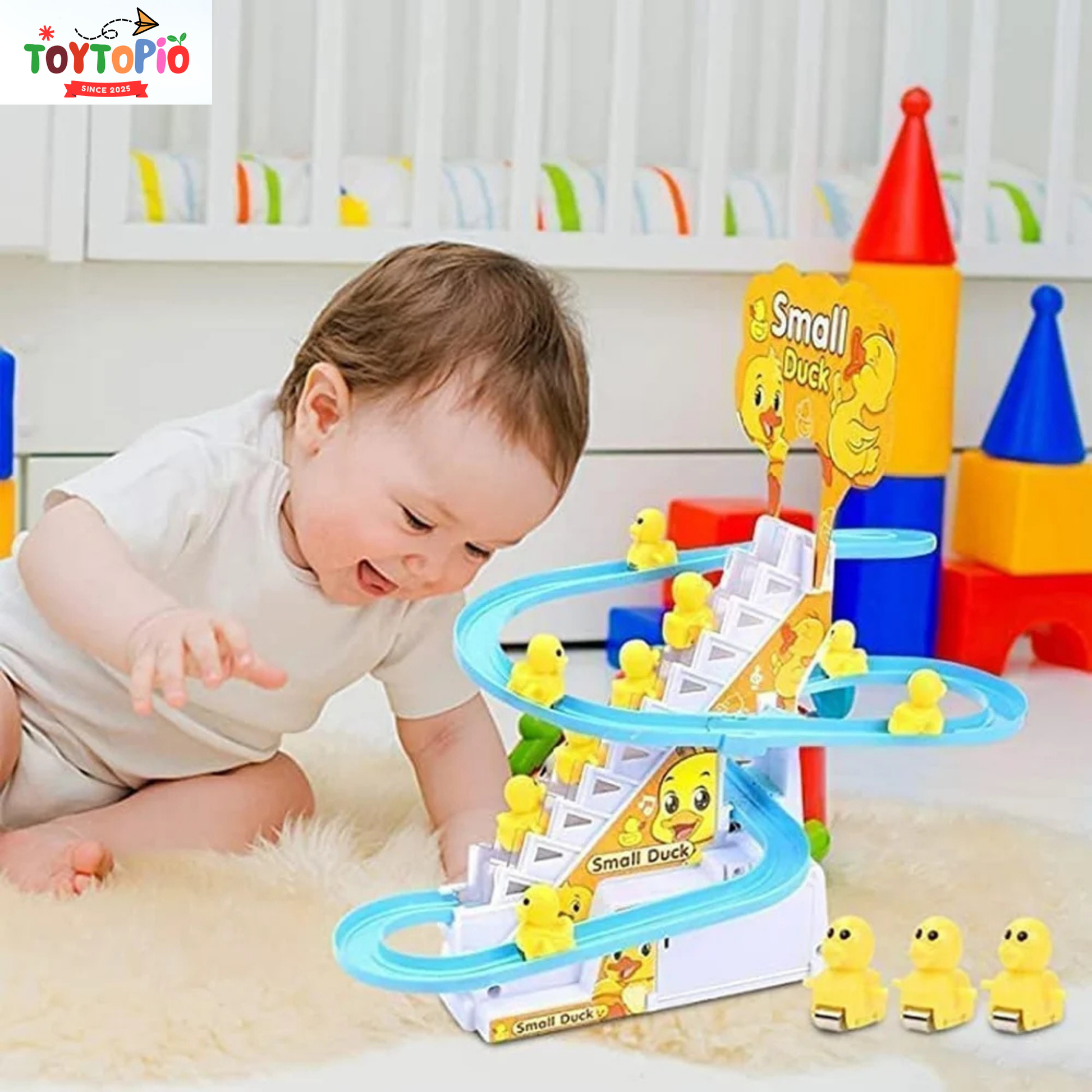 Duck Track Toy for Kids | Climbing Stairs, Lights & Music Slide Game
