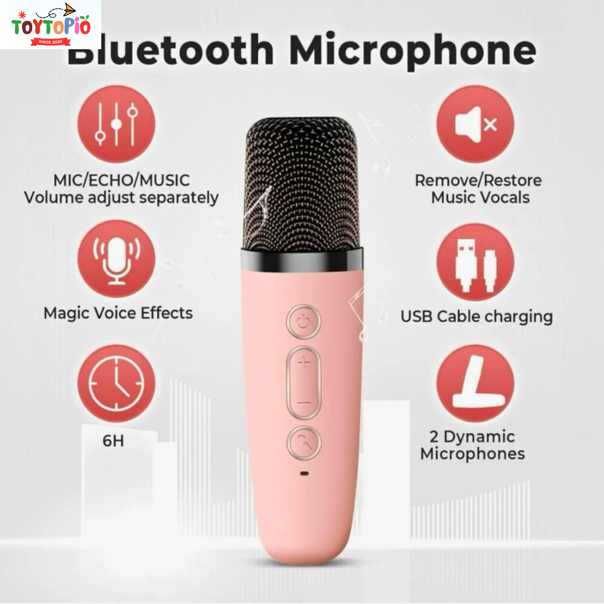 K12 Wireless Karaoke Mic with Bluetooth | LED Lights & Speaker