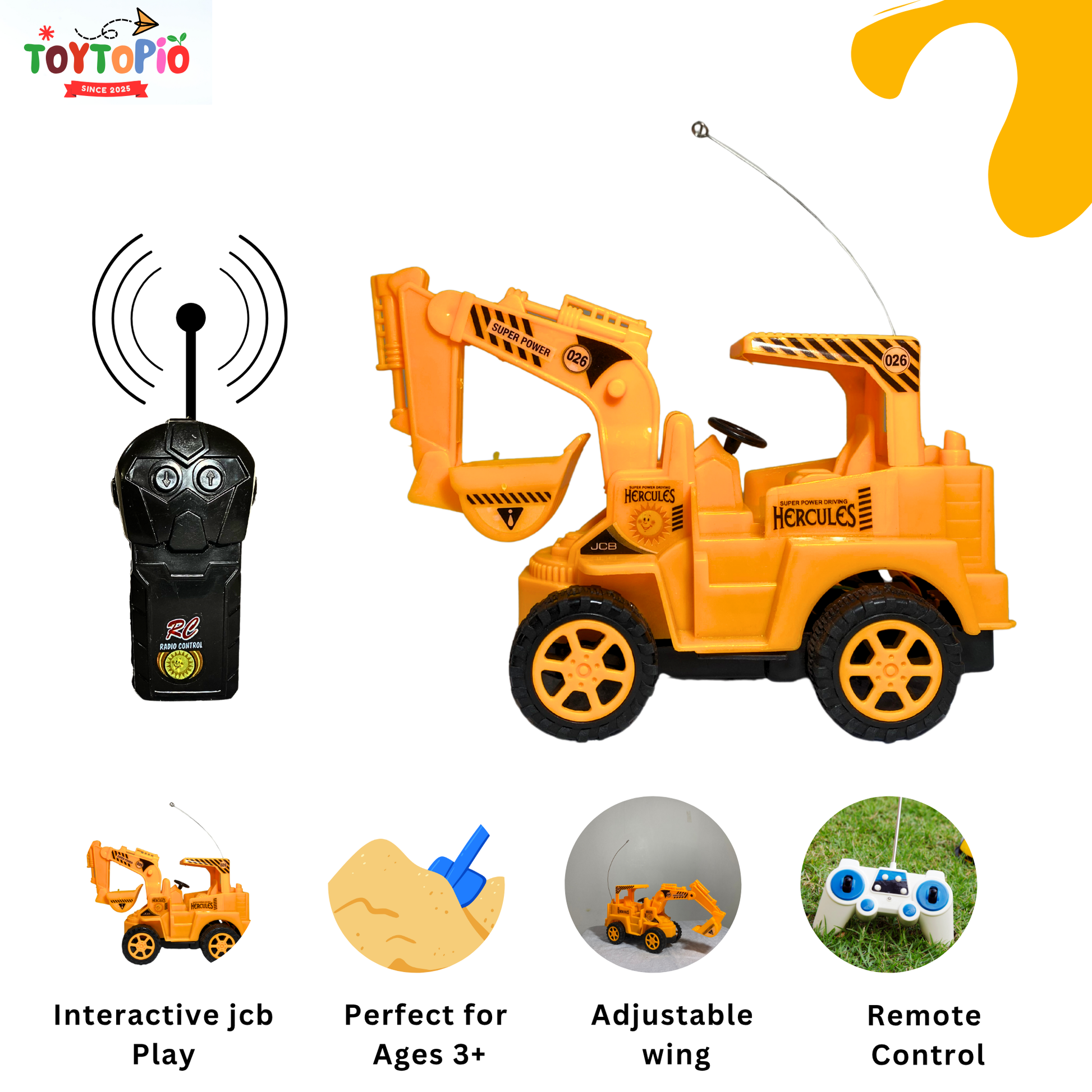 JCB Bulldozer Toy for Kids | Battery-Operated RC with 2-Way Remote Control