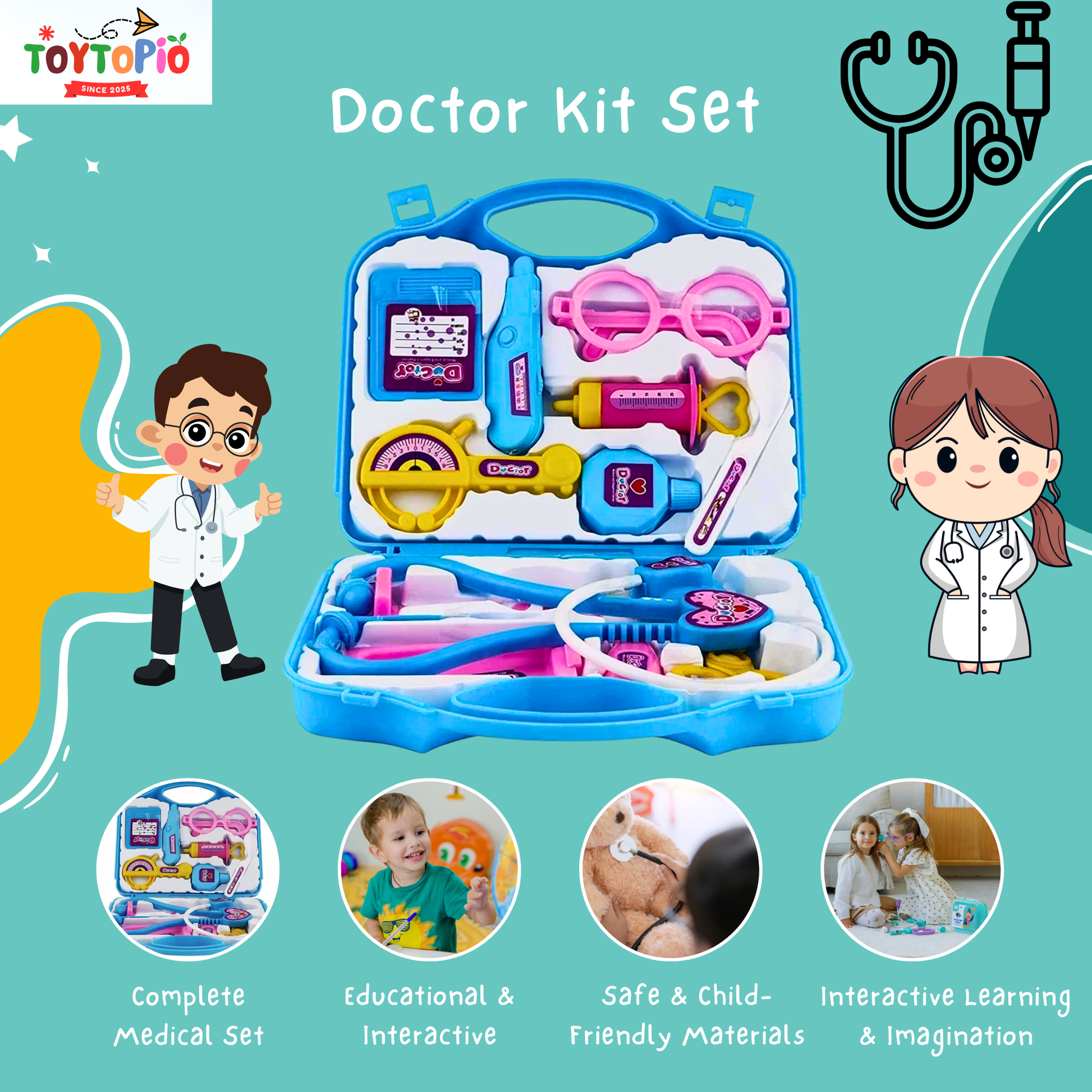 Doctor Set for Kids | Medical Playset with Stethoscope, Tools & Carry Case