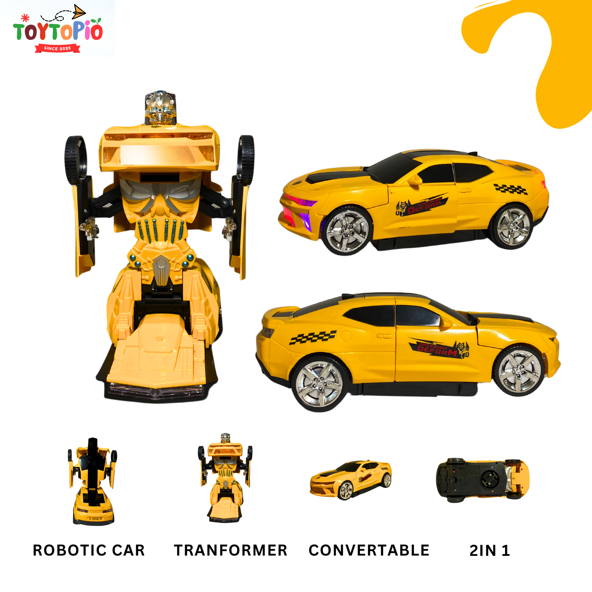Transforming Robot Car Toy for Kids | 2-in-1 Auto Transform & Light Sound