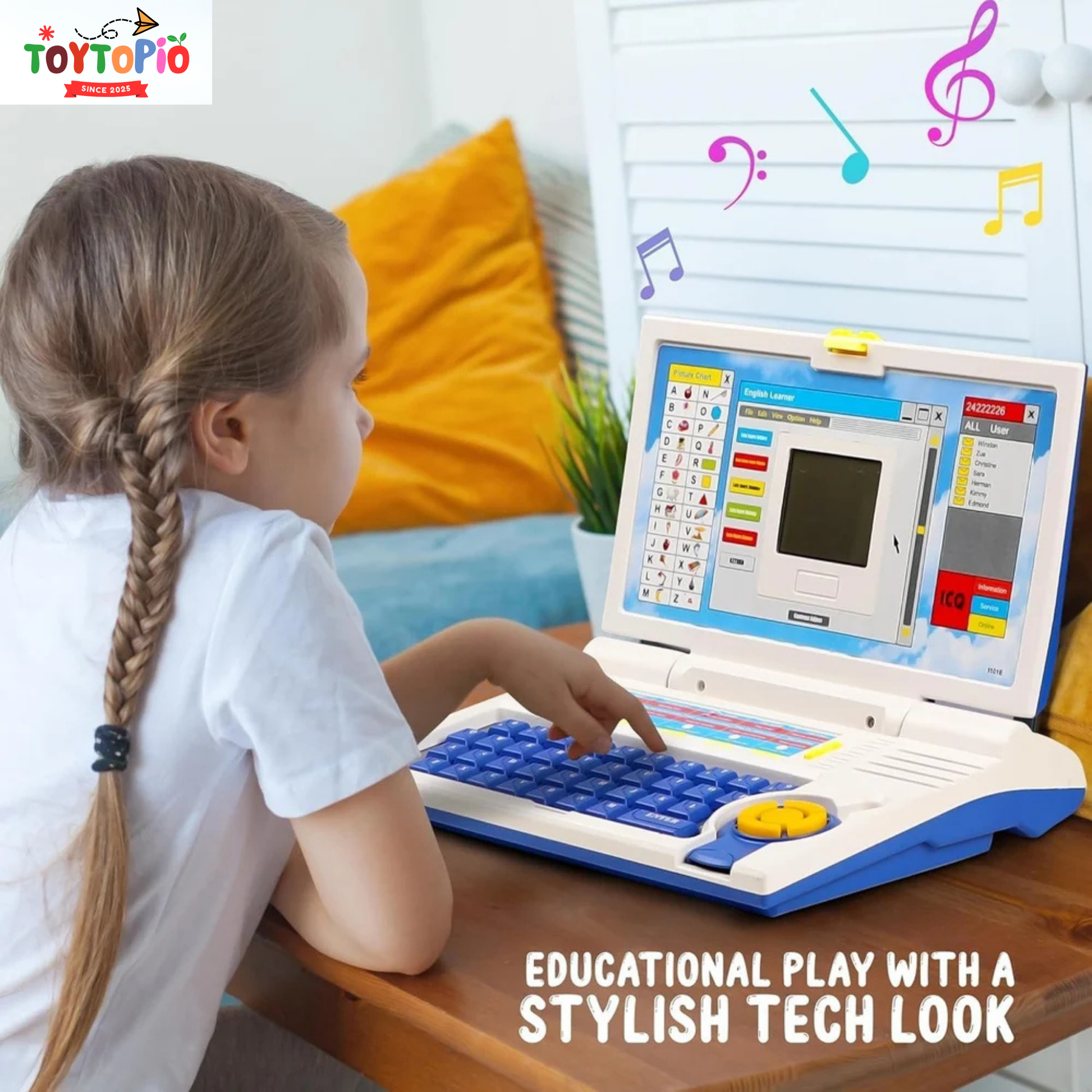Big Size Kids Laptop Toy with Music, Learning Games & LED Display
