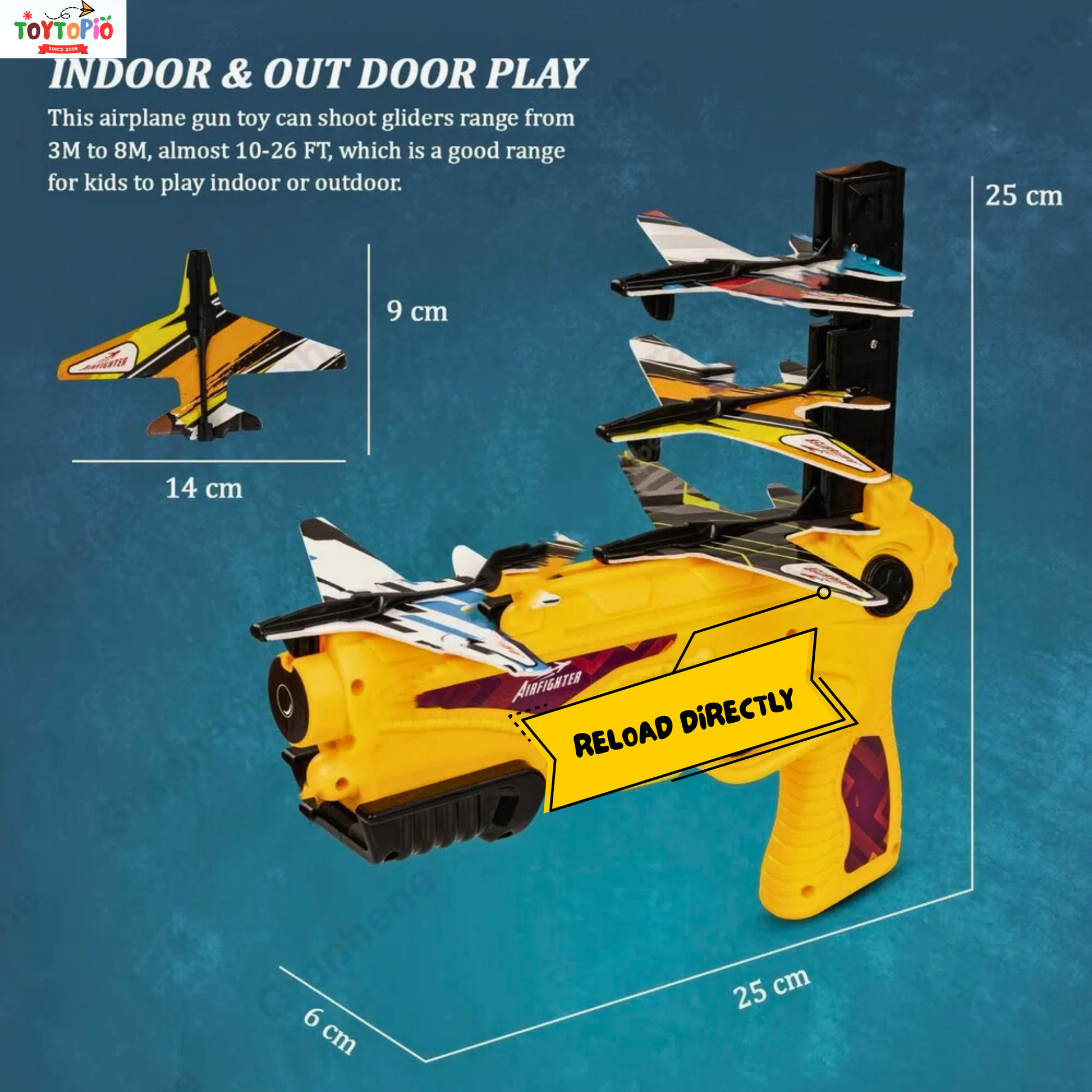 Aeroplane Launcher Gun for Kids | Foam Plane Shooter with 3 Gliders