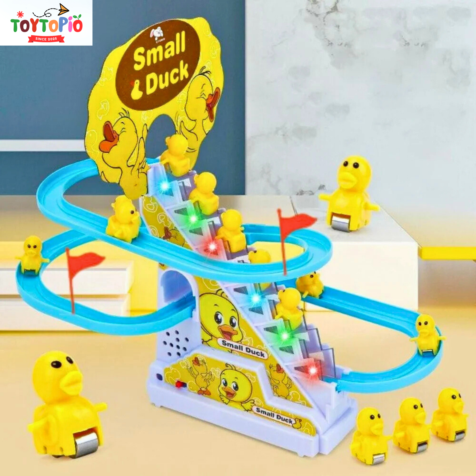 Duck Track Toy for Kids | Climbing Stairs, Lights & Music Slide Game