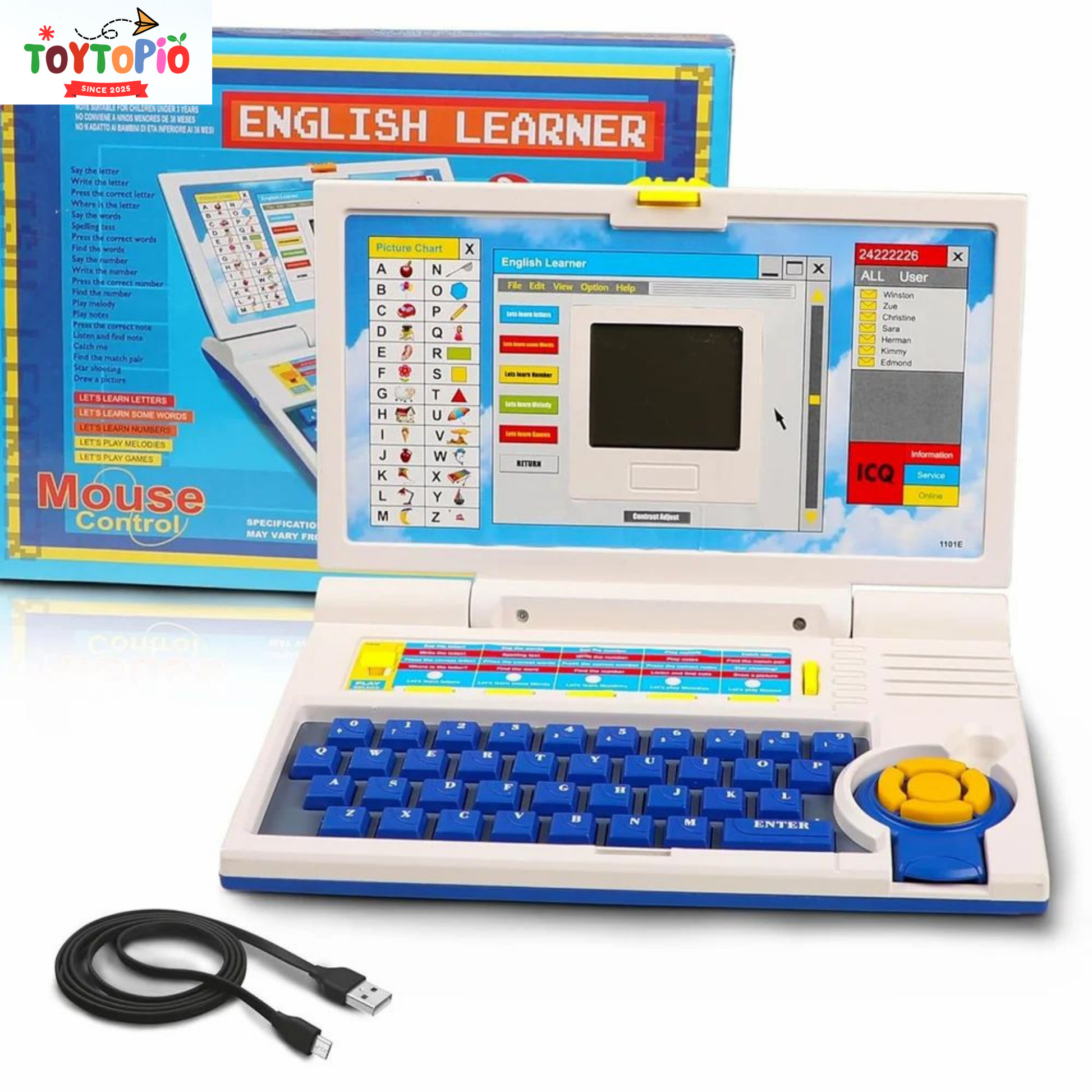 Big Size Kids Laptop Toy with Music, Learning Games & LED Display