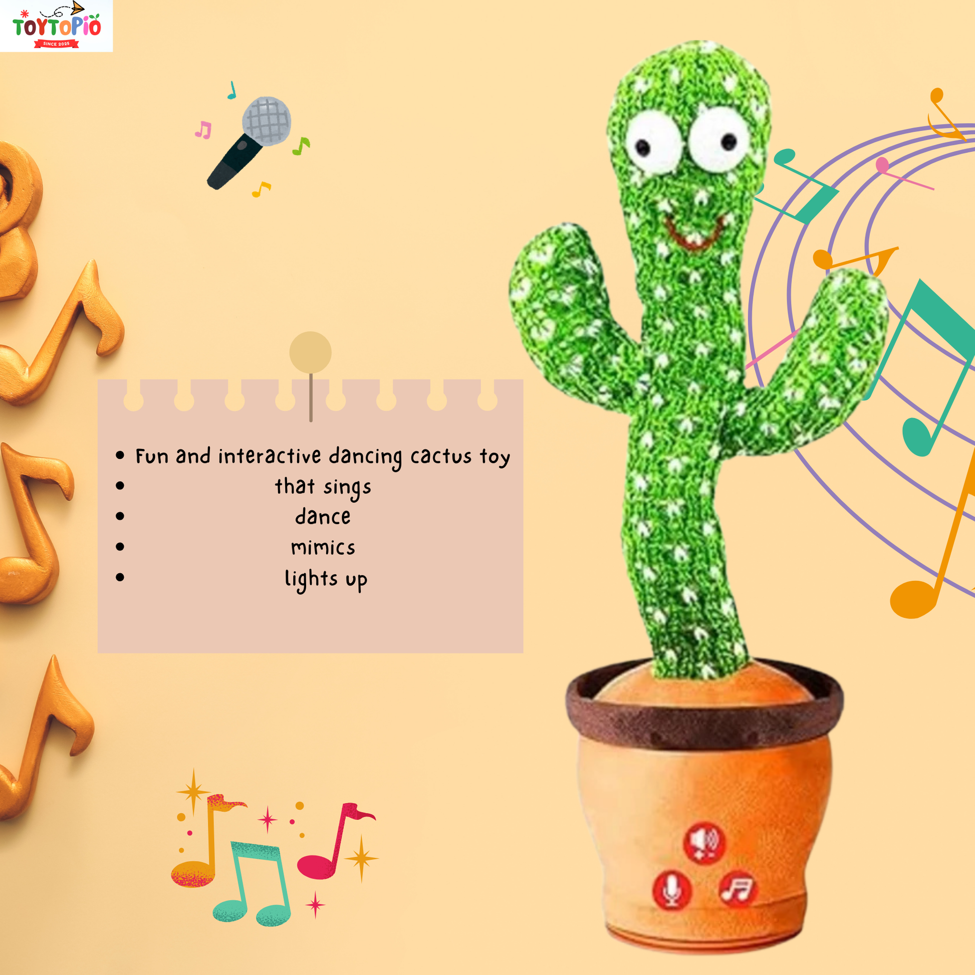 Dancing Cactus Toy for Kids | Talking, Singing & LED Light-Up Plush Toy