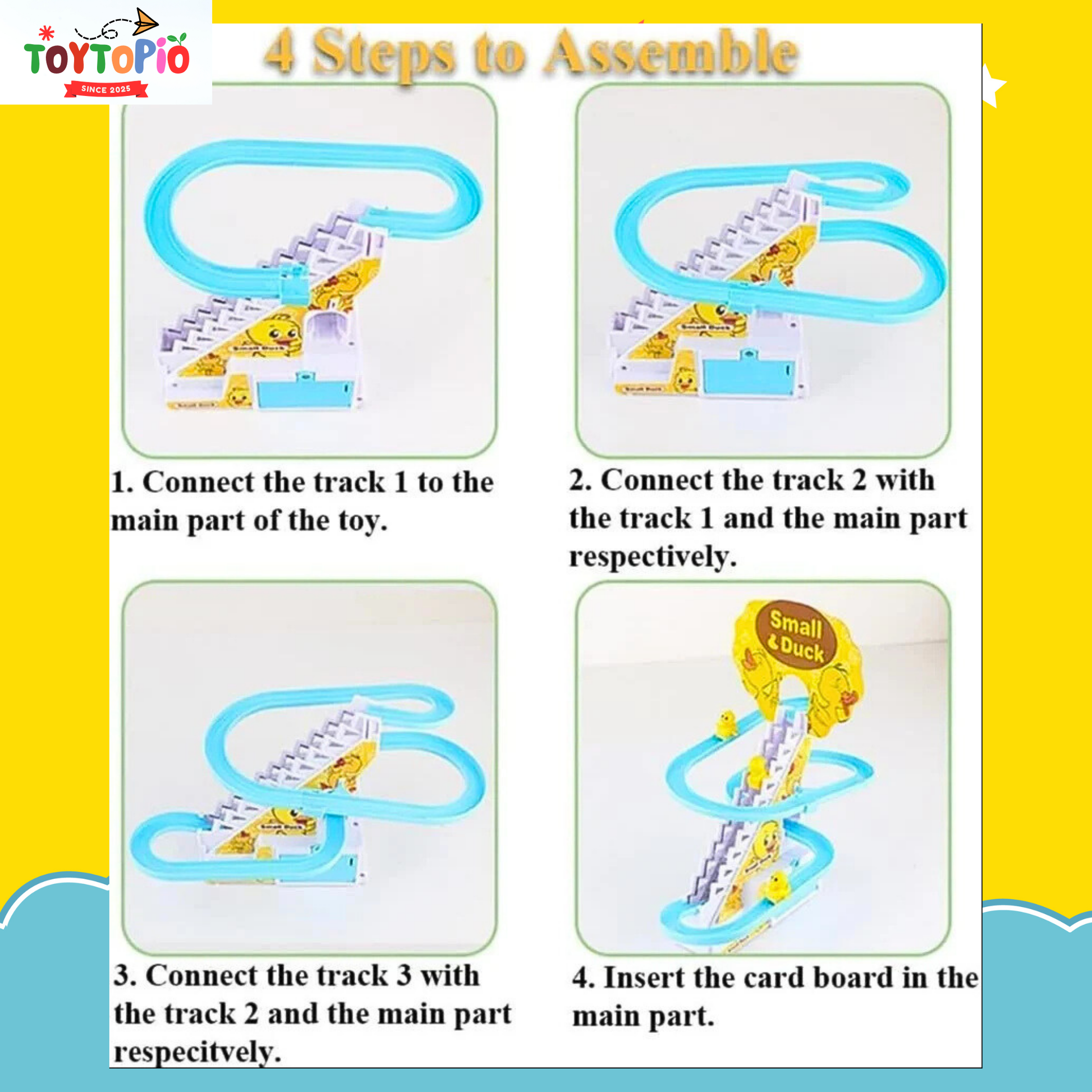 Duck Track Toy for Kids | Climbing Stairs, Lights & Music Slide Game