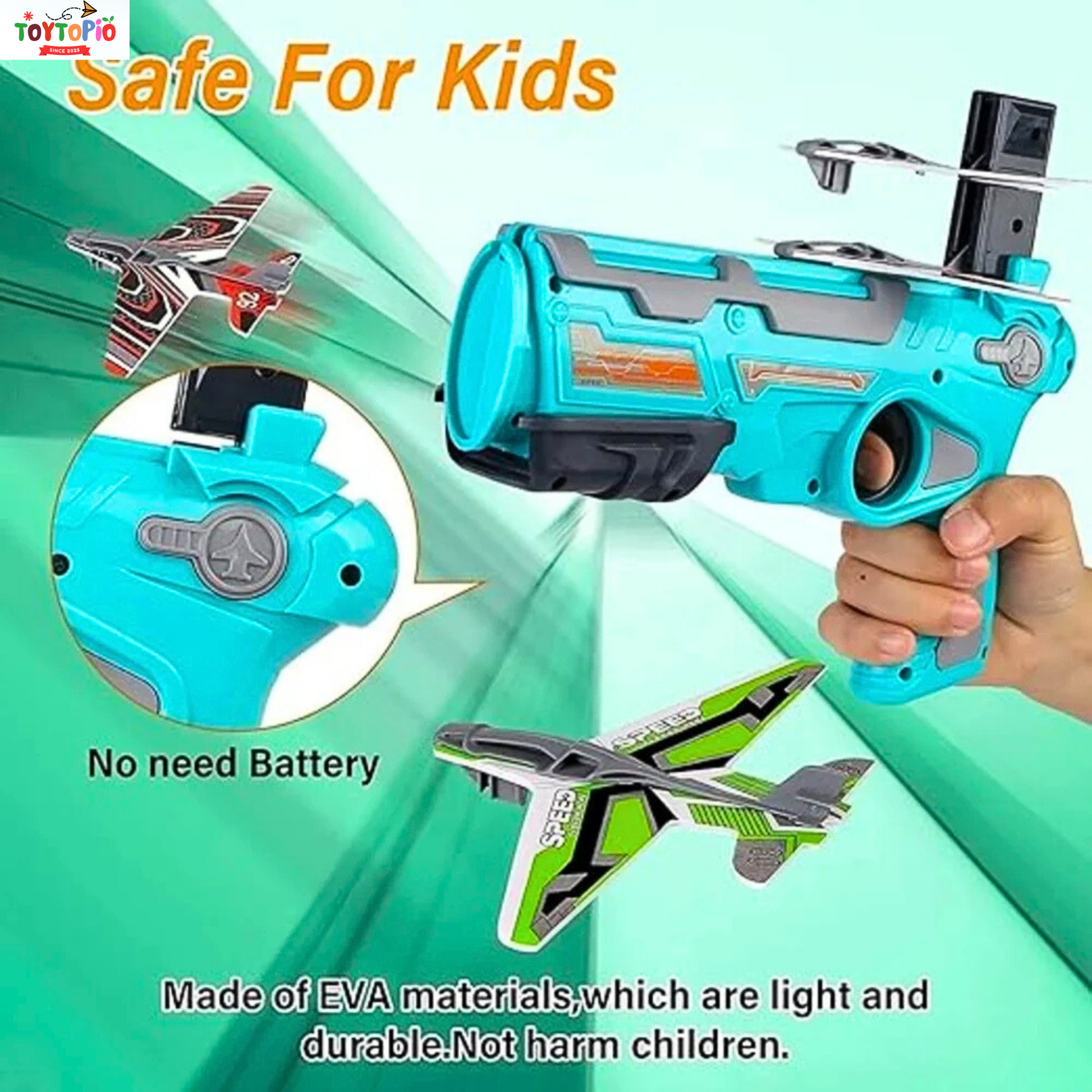 Aeroplane Launcher Gun for Kids | Foam Plane Shooter with 3 Gliders