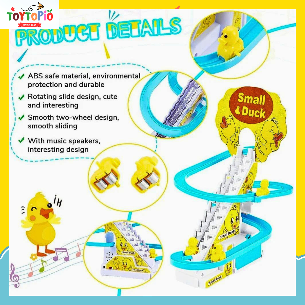 Duck Track Toy for Kids | Climbing Stairs, Lights & Music Slide Game