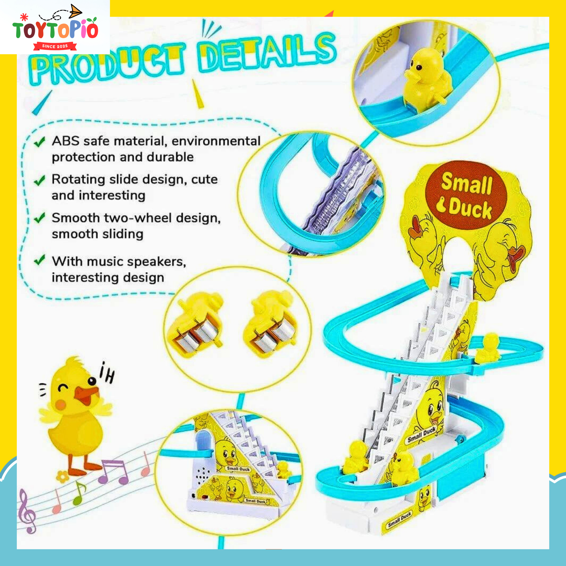 Duck Track Toy for Kids | Climbing Stairs, Lights & Music Slide Game